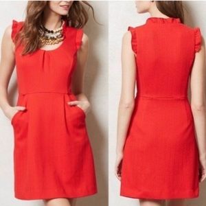 Anthropologie Red Tabitha Dress with Pockets